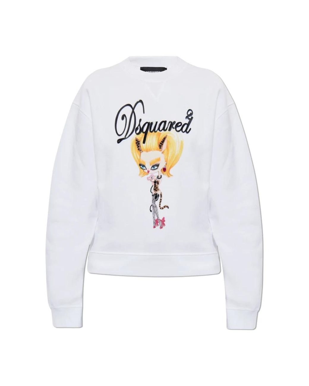 DSquared² Hoodies & Sweatvesten ,Wit ,Sweatshirt Met Print En Applicaties in het White
