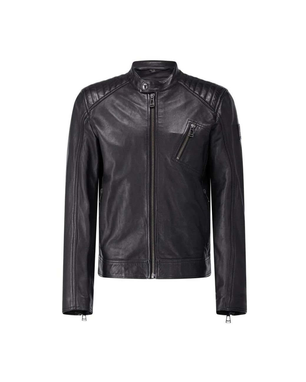 Belstaff Black Leather Jackets for men