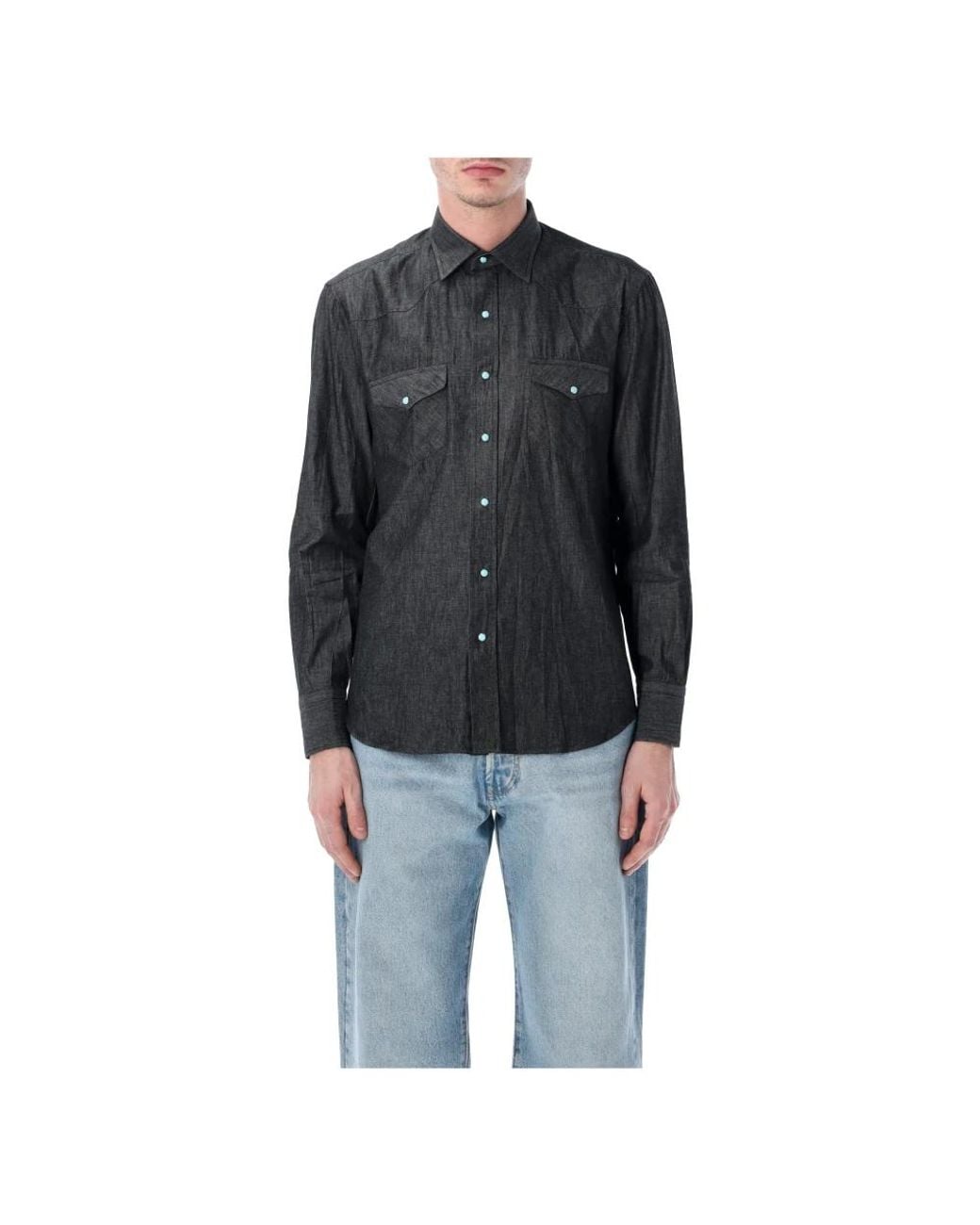 Salvatore Piccolo Black Denim Shirts for men