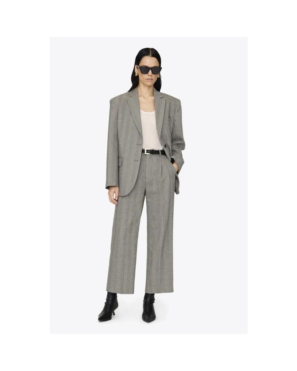 Anine Bing Gray Wide Trousers