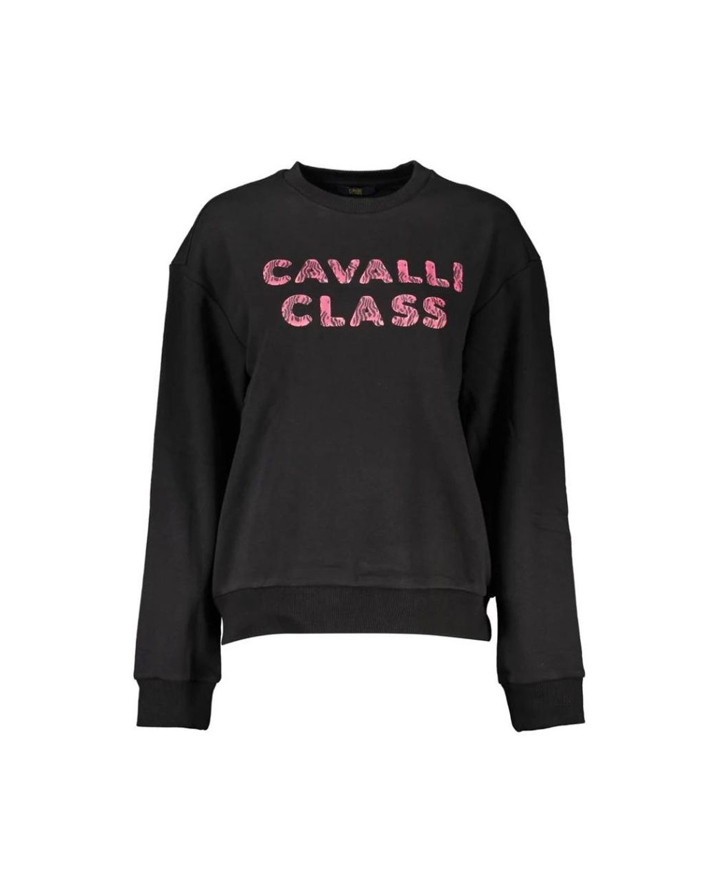 Roberto Cavalli Hoodies & Sweatvesten ,Zwart ,Katoen Sweatshirt Met Lange Mouwen in het Black