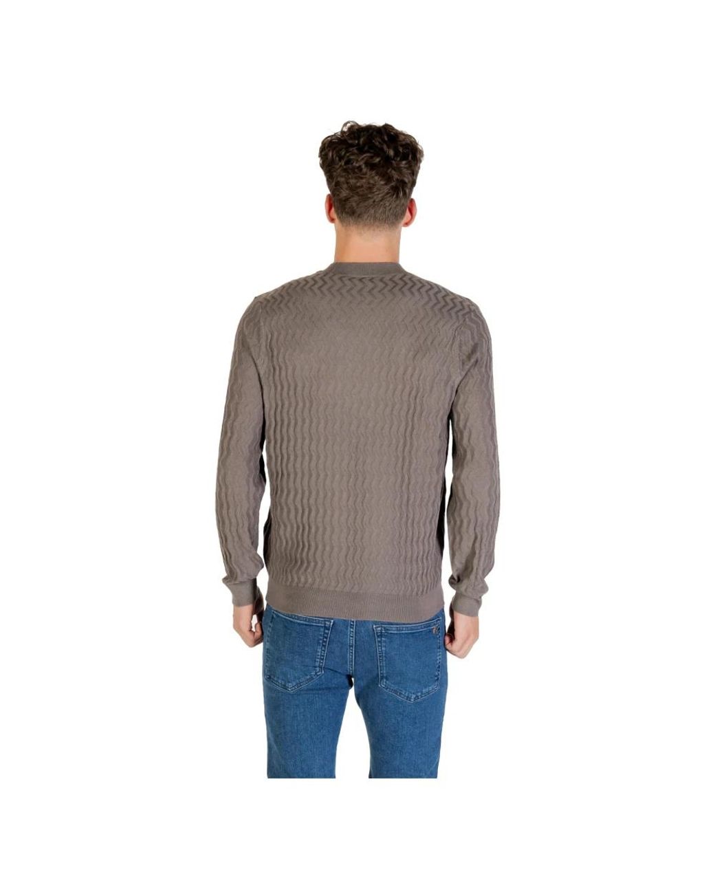 ARMANI EXCHANGE Gray Round-Neck Knitwear for men