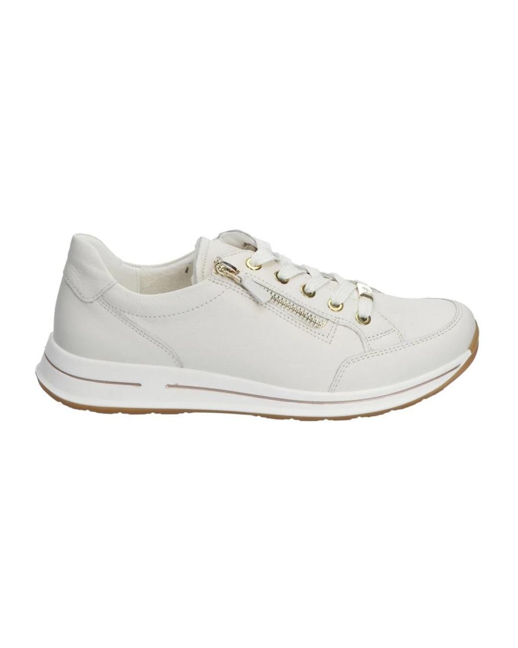 Ara Schoenen ,Wit ,Crème Sneaker Met Brede Pasvorm in het White