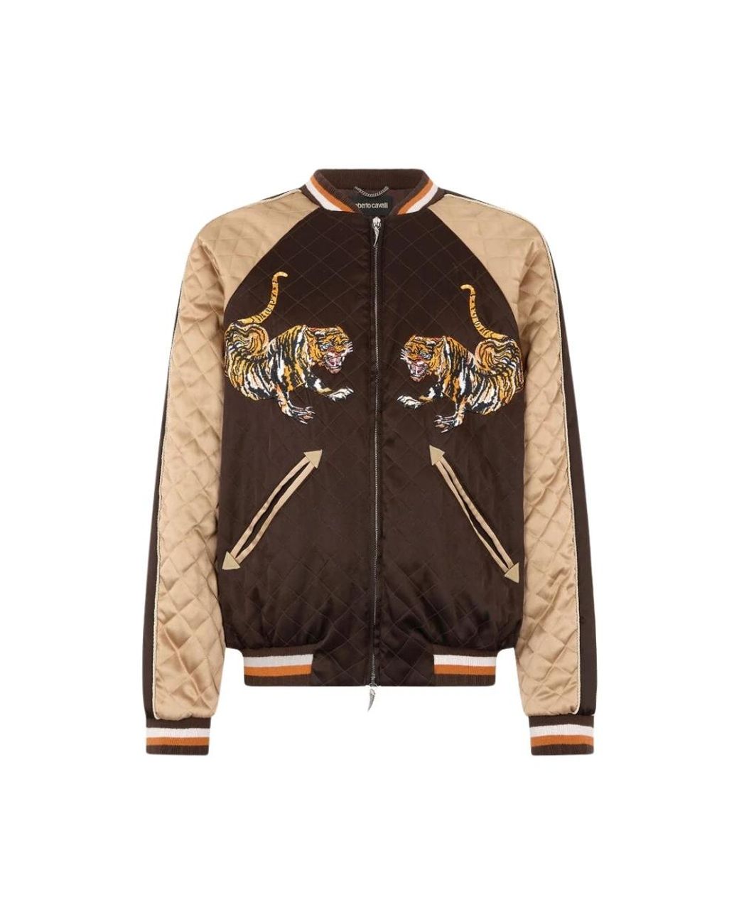 Roberto Cavalli Brown Bomber Jackets for men