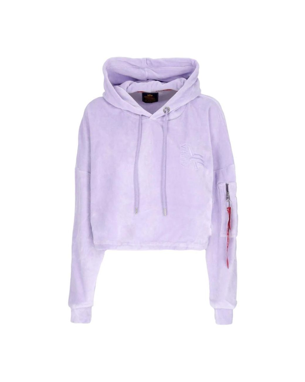 Alpha Industries Hoodies & Sweatvesten ,Paars ,Polyester Geknipte Chenille Hoodie Met Ritssluiting in het Purple