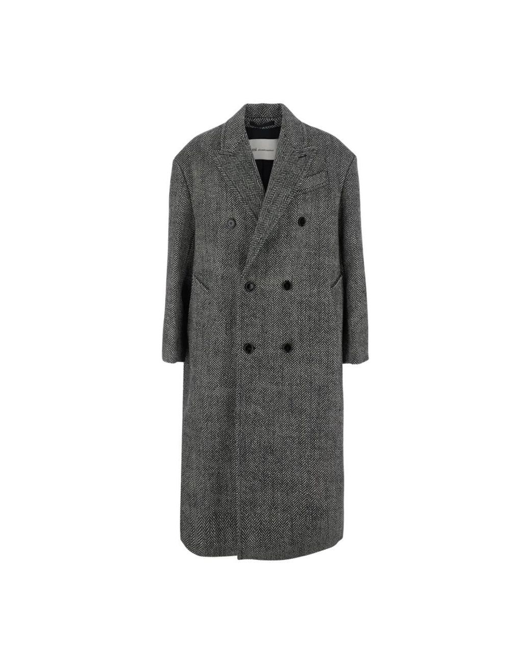 AMI Gray Double-Breasted Coats for men