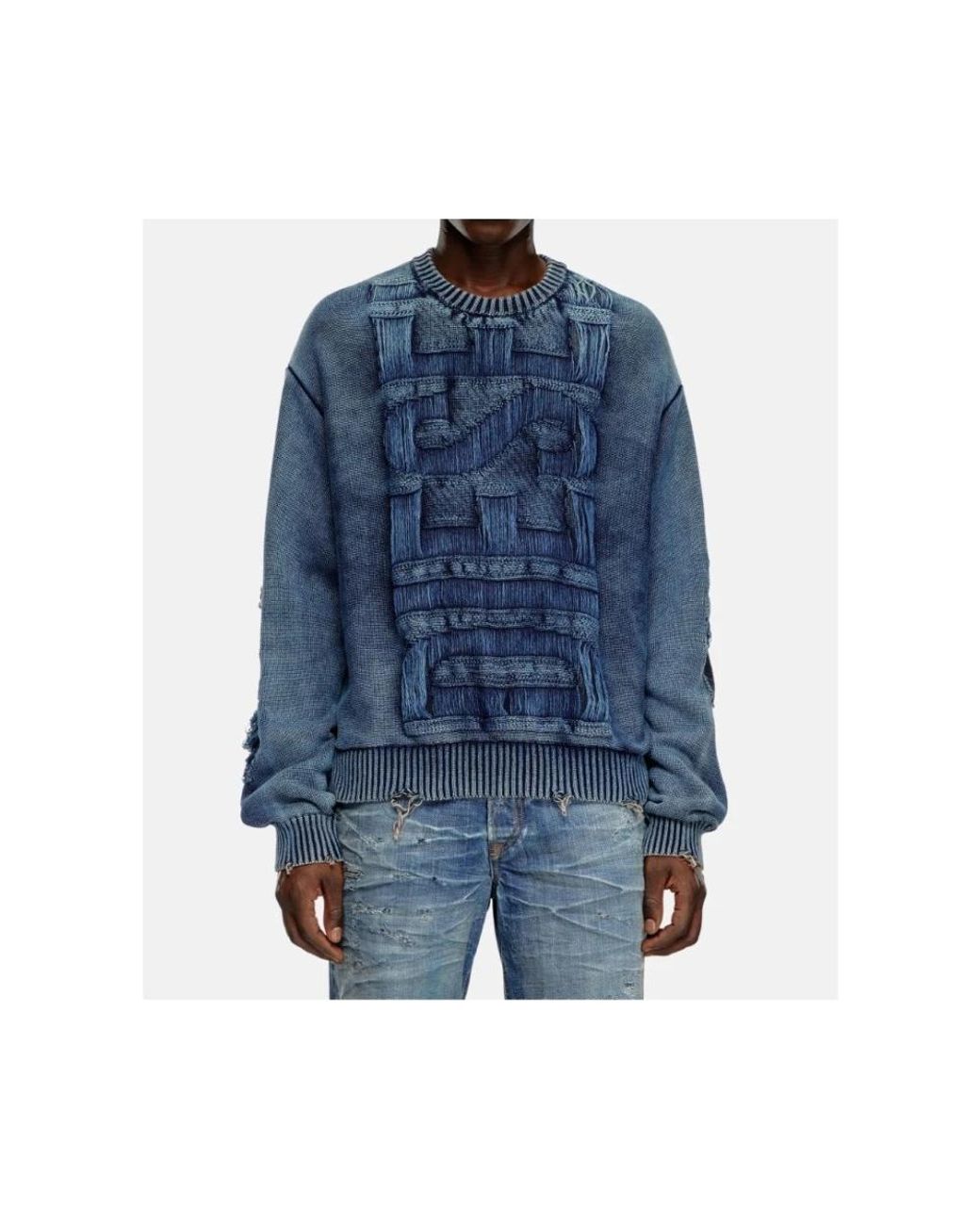 DIESEL Blue Round-Neck Knitwear for men