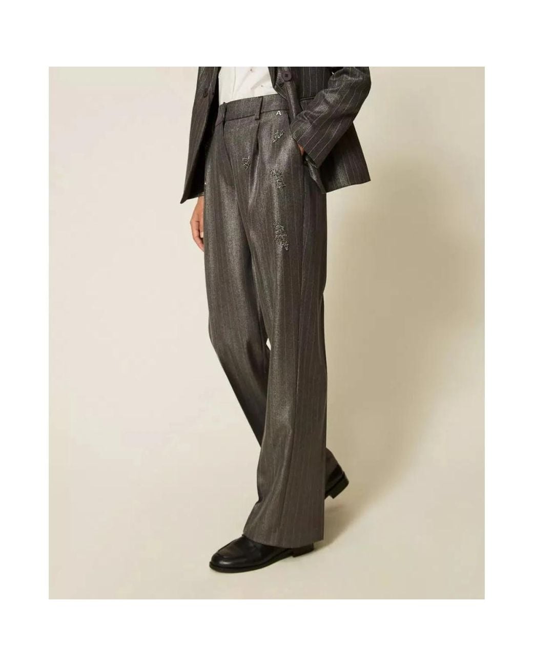 Twinset Gray Wide Trousers