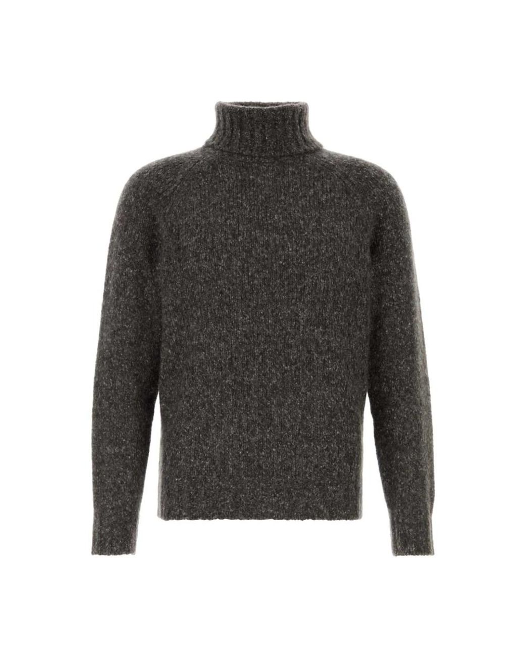 Brunello Cucinelli Mouliné Kasjmier Trui Met Col in het Gray voor heren