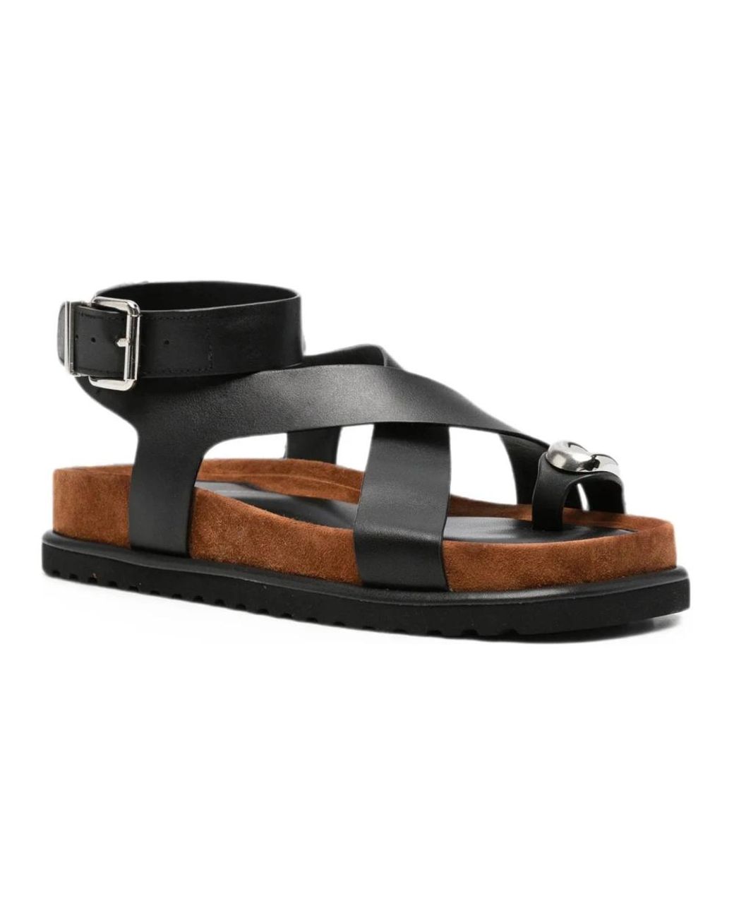 ADRIANNA FERETTI Black Flat Sandals