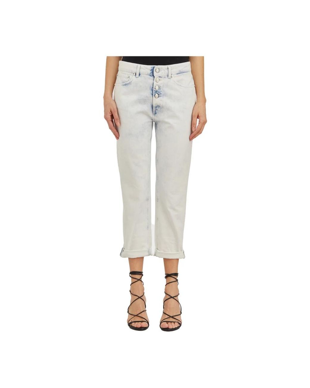 Dondup Jeans ,Blauw ,Denim Denim Koons Gioiello Cropped Jeans in het Gray