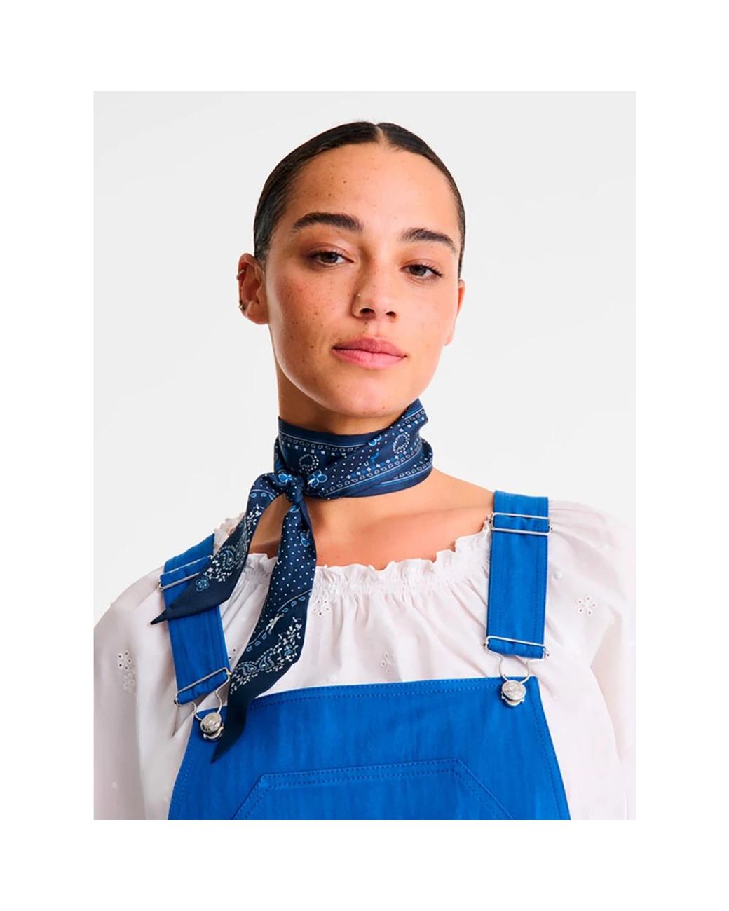 Longchamp Blue Scarf Bandana Print