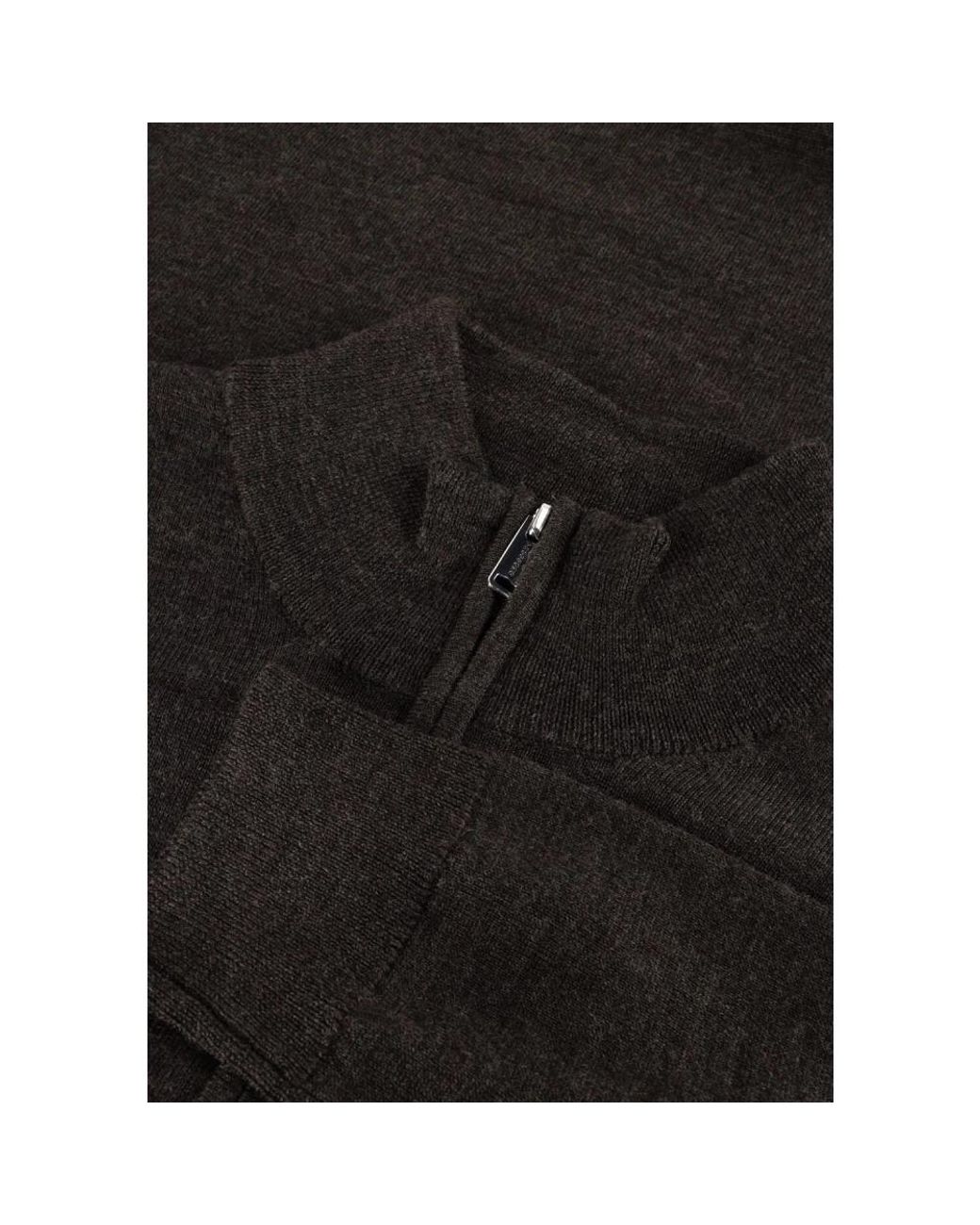 Profuomo Truien & Vesten ,Bruin ,Wol Bruine Half Zip Merino Pullover Sweater in het Black voor heren