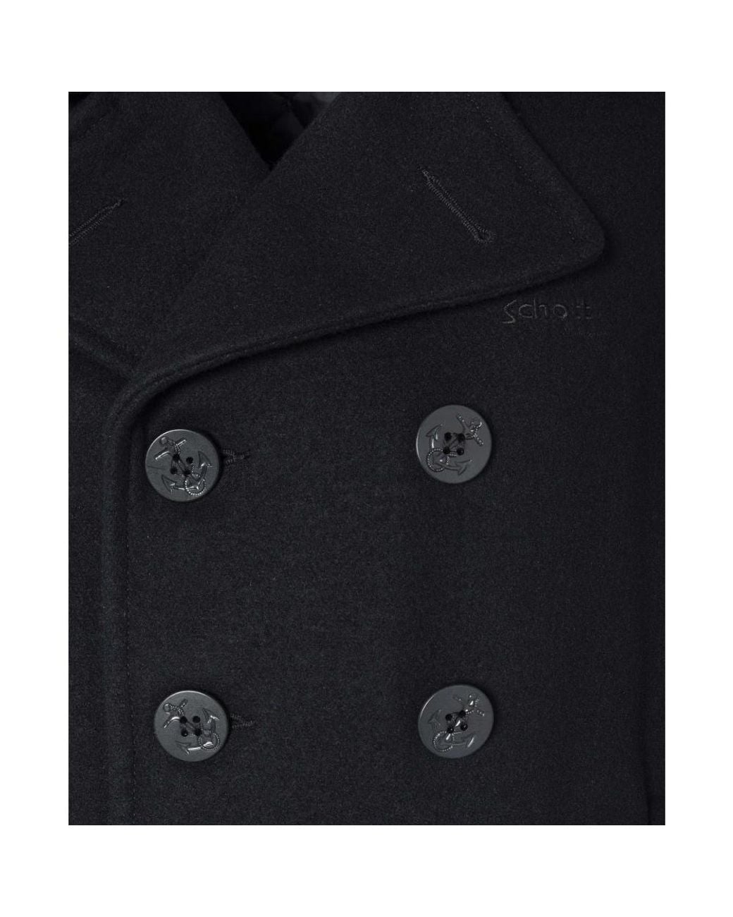 Schott Nyc Black Double-Breasted Coats for men