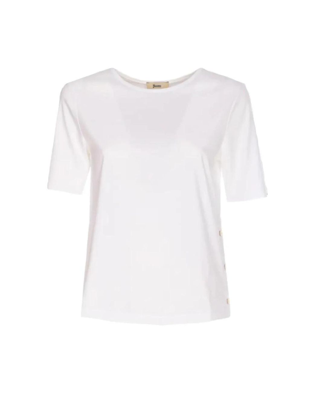 Herno Tops ,Wit ,Katoen Monogram Katoenen T-Shirt Met Lurex Details in het White