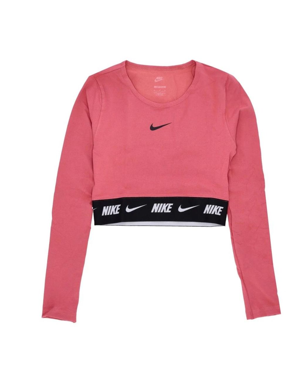 Nike Fitness ,Roze ,Katoen Sporty Crop Langarm T-Shirt in het Pink