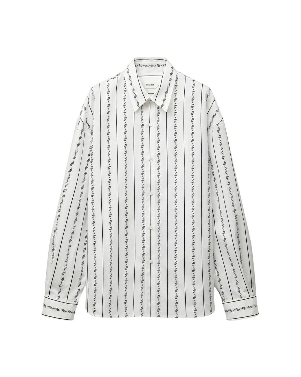 Versace Jacquard Overhemd Van Katoen En Zijde Met Losse Pasvorm in het White voor heren