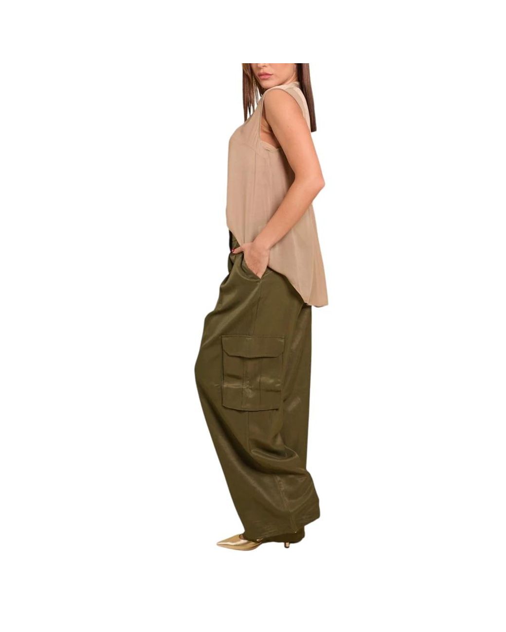 Nenette Green Sleeveless Tops
