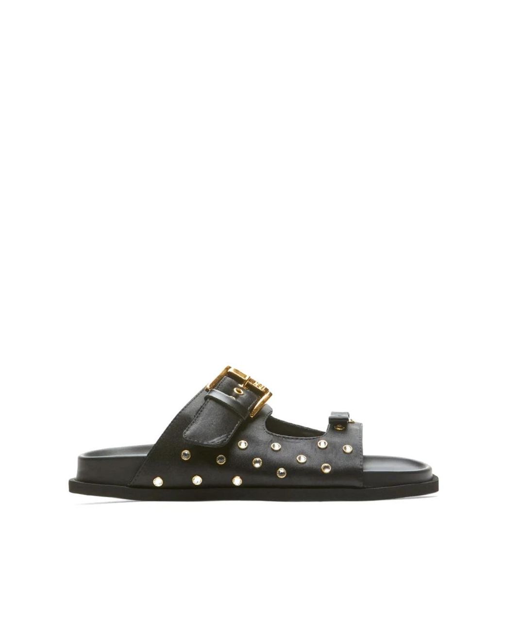 N°21 Schoenen ,Zwart ,Leer Sandalen Van Leer Met Kristallen in het Black