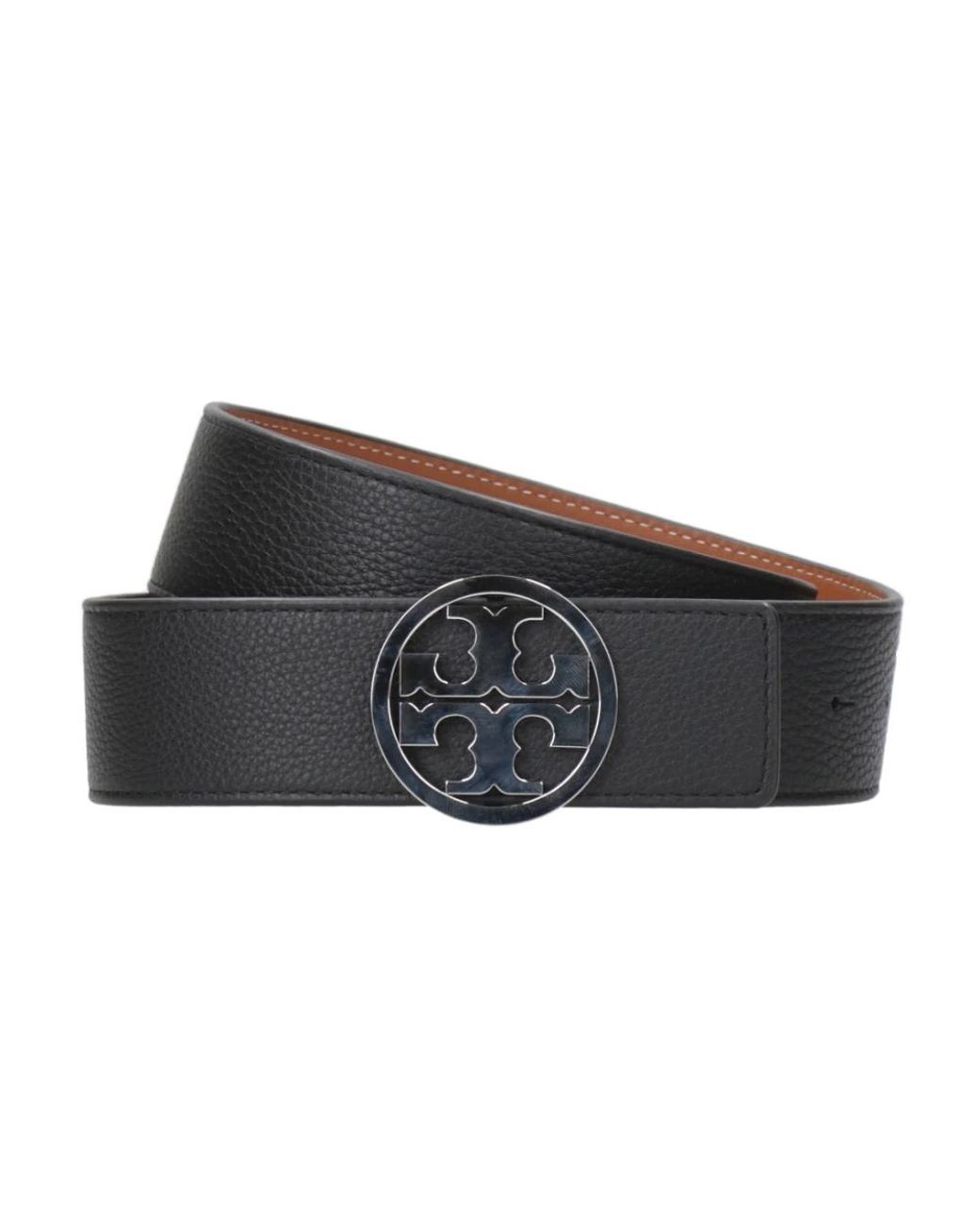Tory Burch Accessoires ,Zwart ,Leer Riem Van Generfd Leer Met Metalen Gesp in het Black
