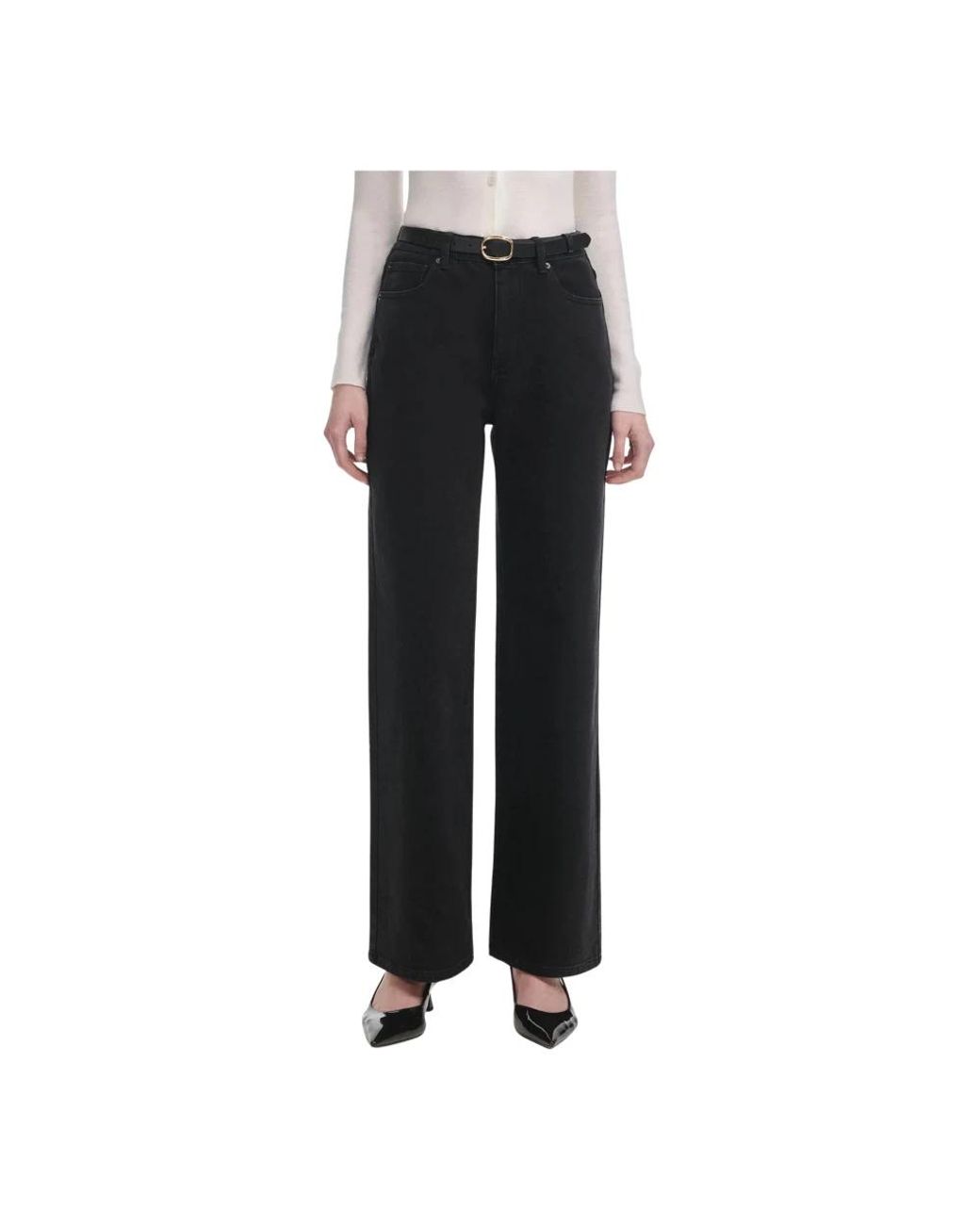 Self-Portrait Black Straight Jeans