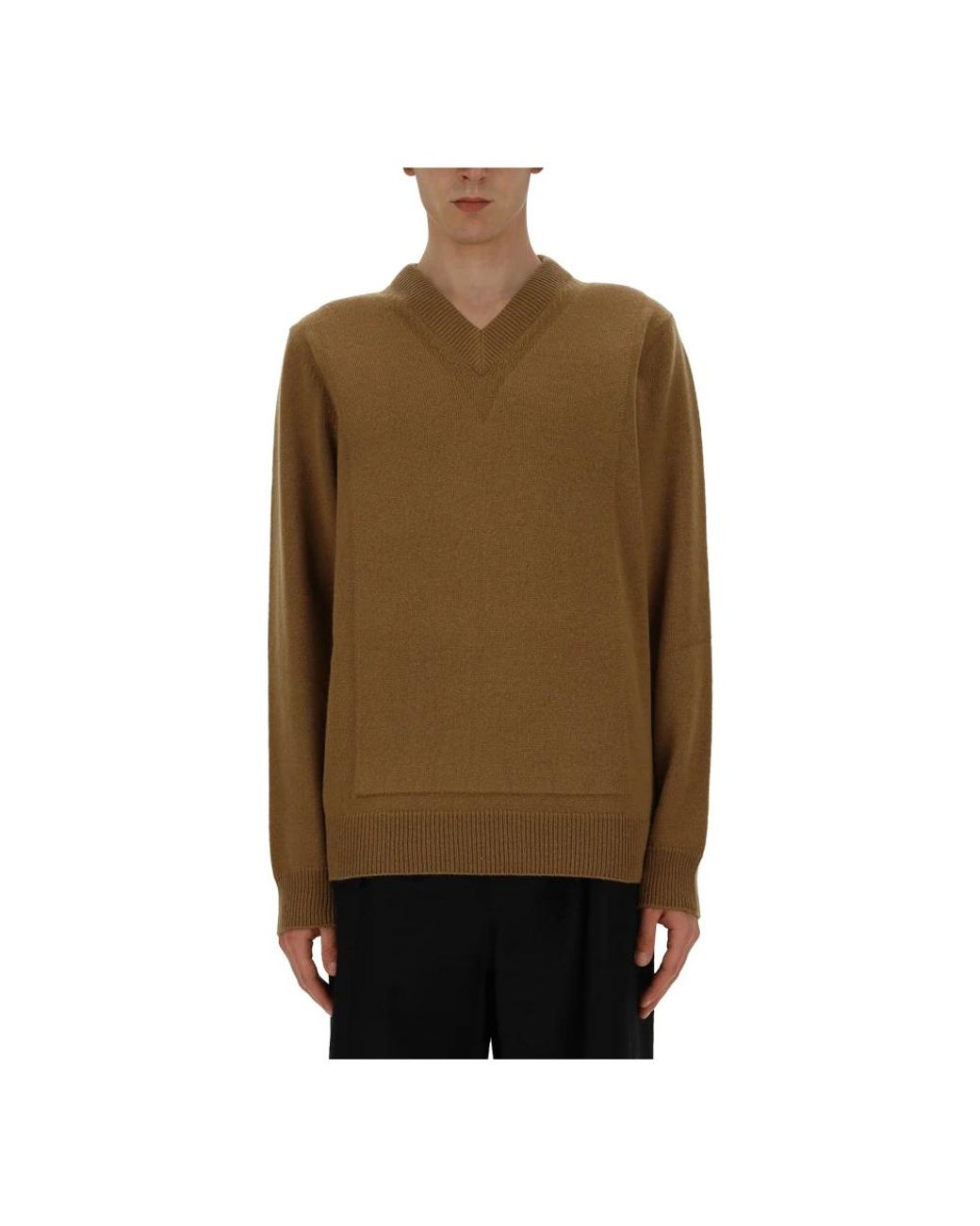 Jil Sander Green V-Neck Knitwear for men
