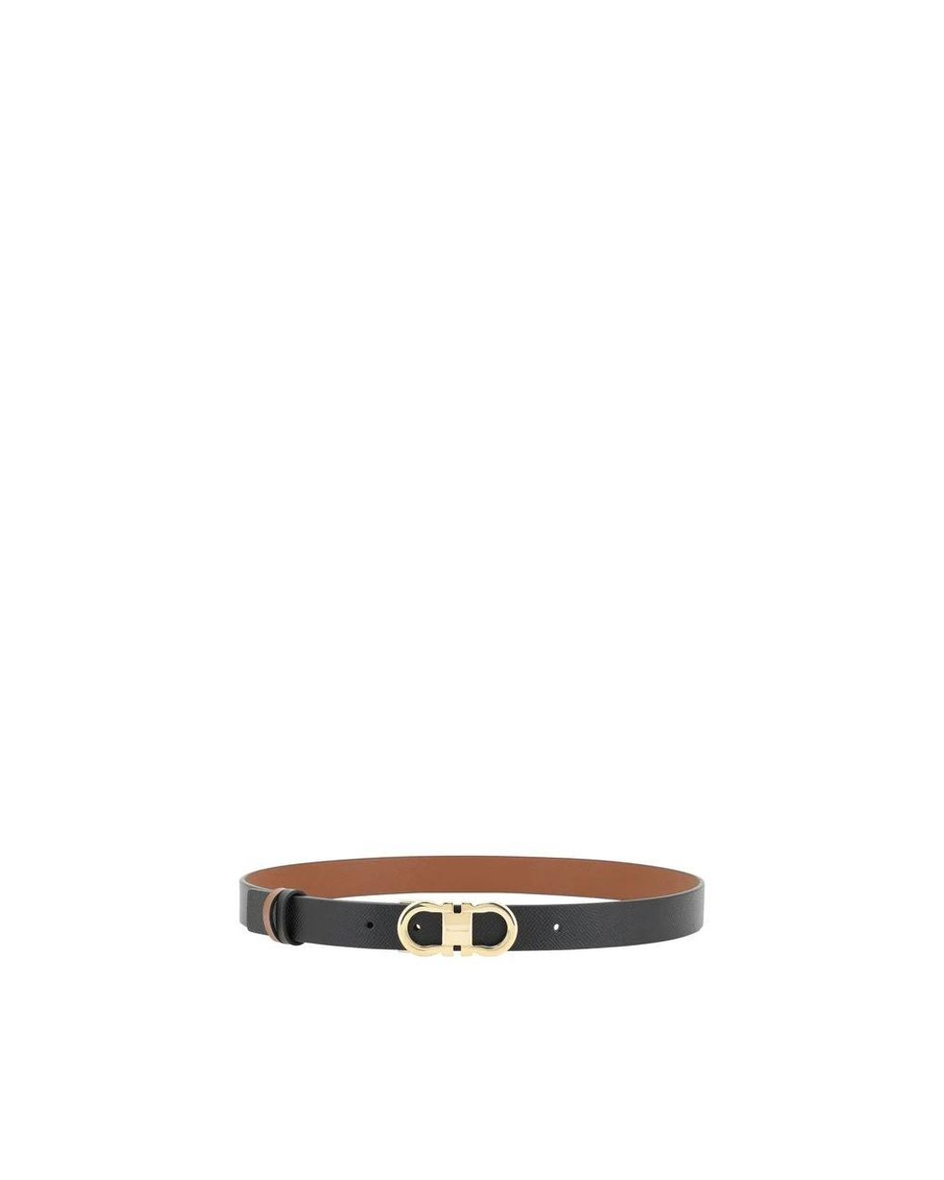 Ferragamo Black Brown Calf Leather Bos Taurus Regular Belt