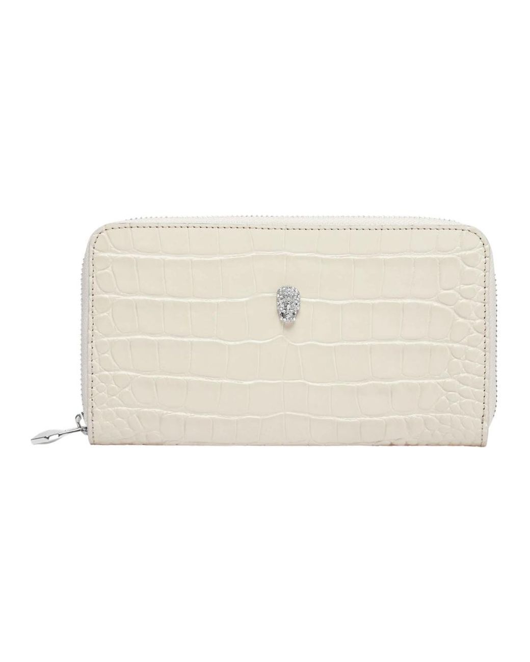 Philipp Plein Accessoires ,Leer Rounded Zip Wallet Cocco in het Natural
