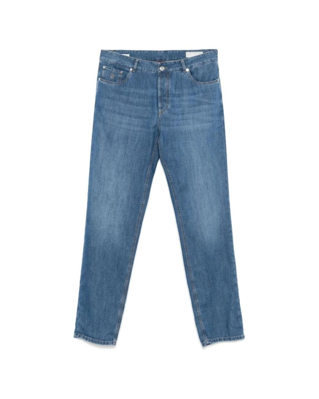 Brunello Cucinelli Blue Straight Fit Jeans for men