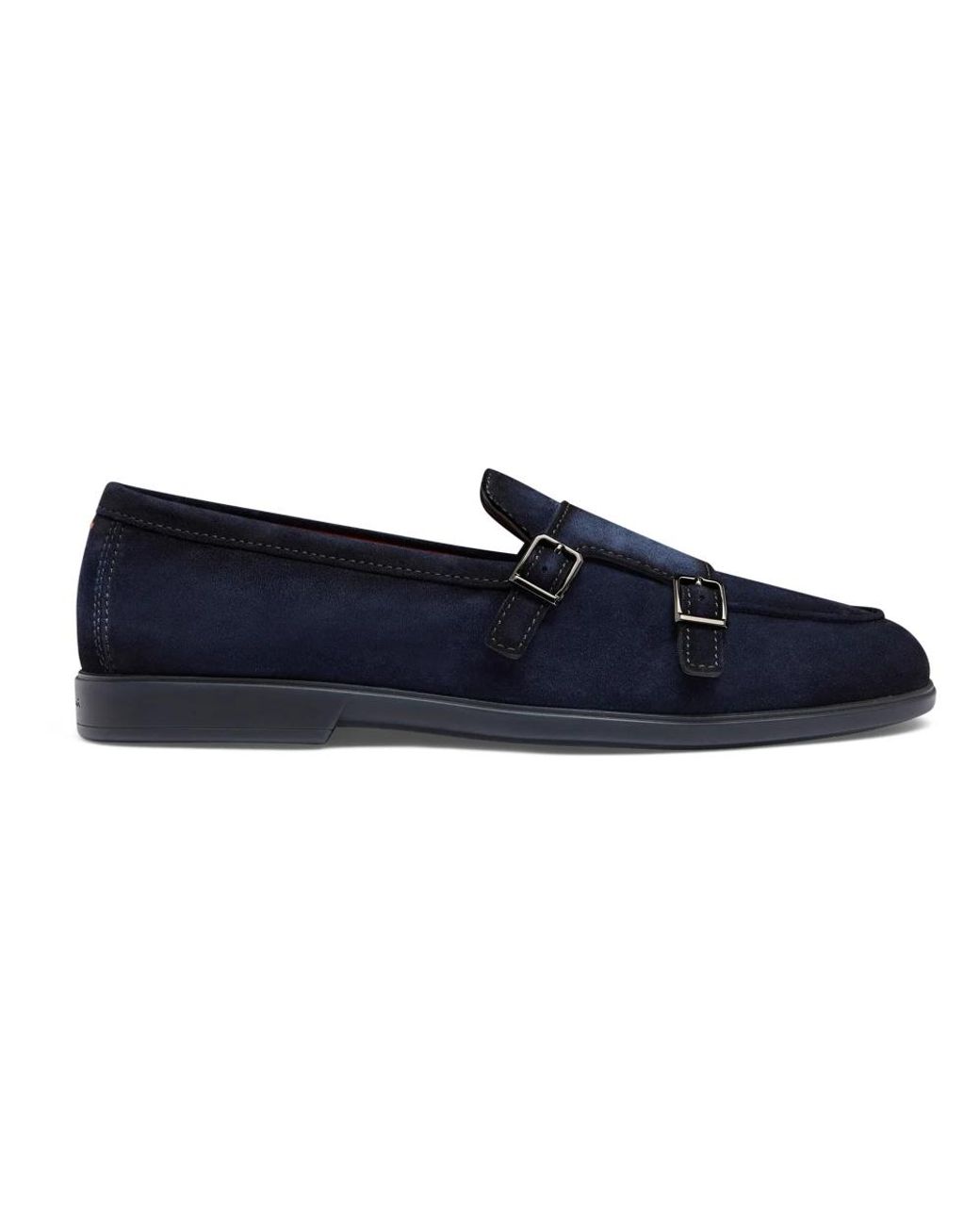 Santoni Schoenen ,Blauw ,Suède Dubbele Gesp Loafer in het Blue voor heren