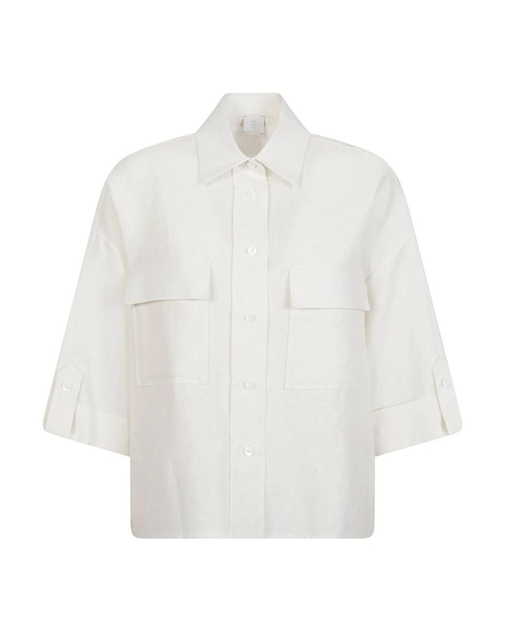 Eleventy Shirt Met Klepzakken in het White