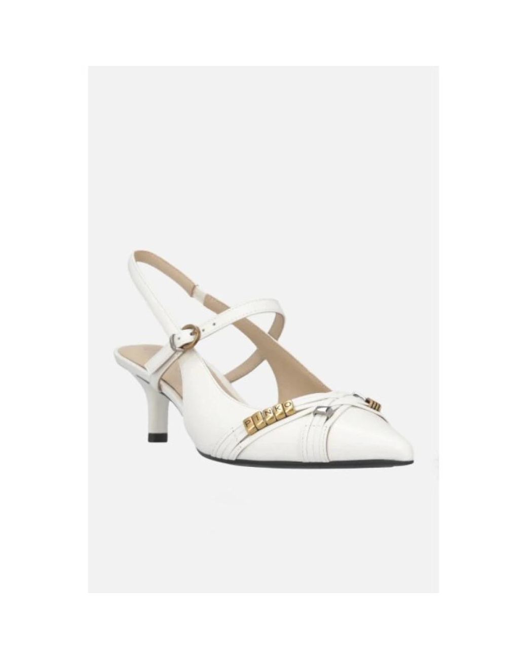 Pinko White Kitten-Heel Pumps