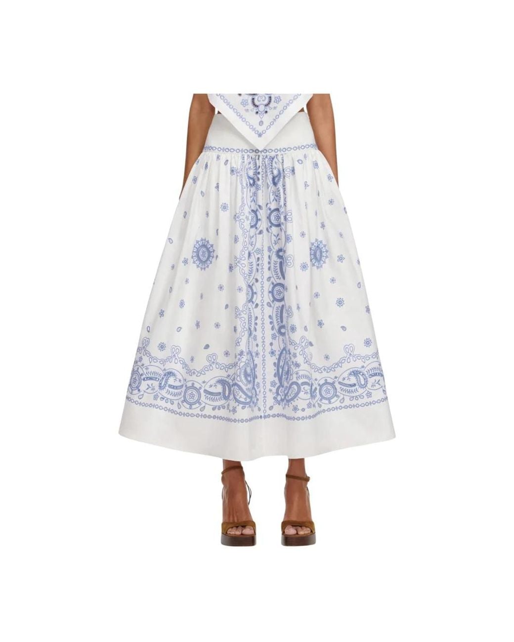 Self-Portrait Blue Midi Skirts