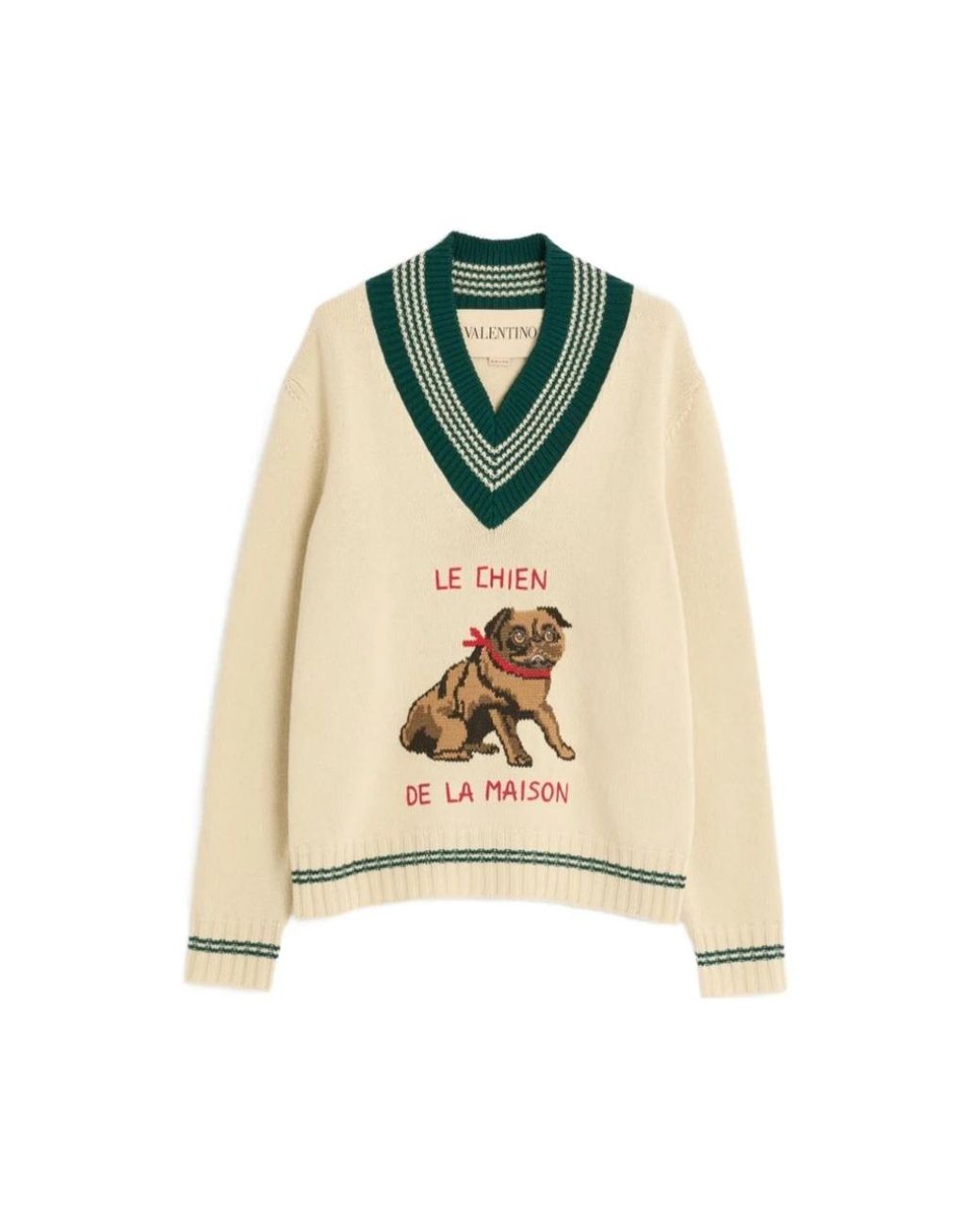 Valentino Green V-Neck Knitwear for men
