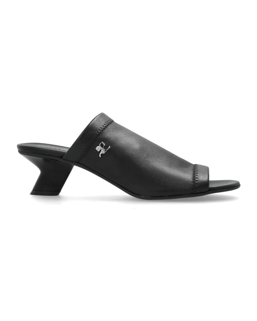 Courreges Black Heeled Mules