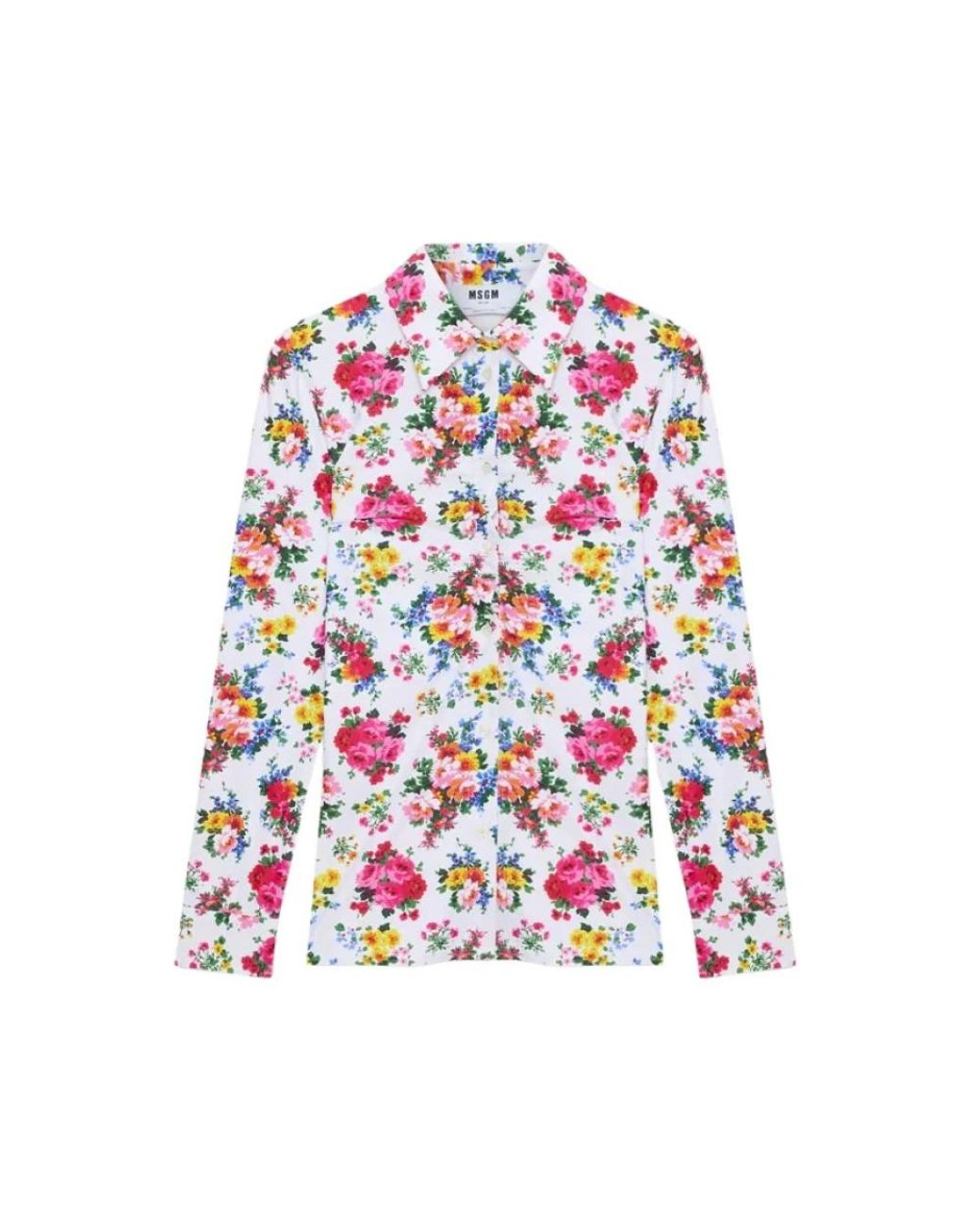 MSGM Bloes Met Bloemenprint in het White