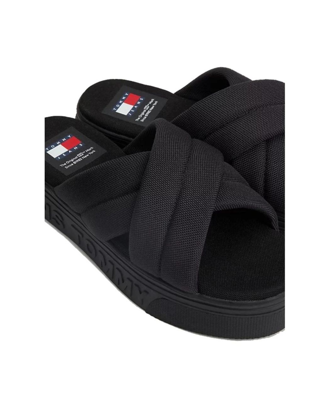 Tommy Hilfiger Schoenen ,Zwart ,Polyester Urban Flatform Sandalen in het Black