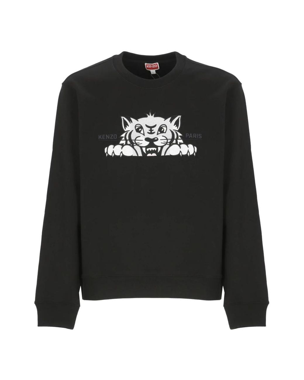 KENZO Hoodies & Sweatvesten ,Zwart ,Katoen Zwarte Crewneck Sweatshirt Met Tijger Borduurwerk in het Black voor heren