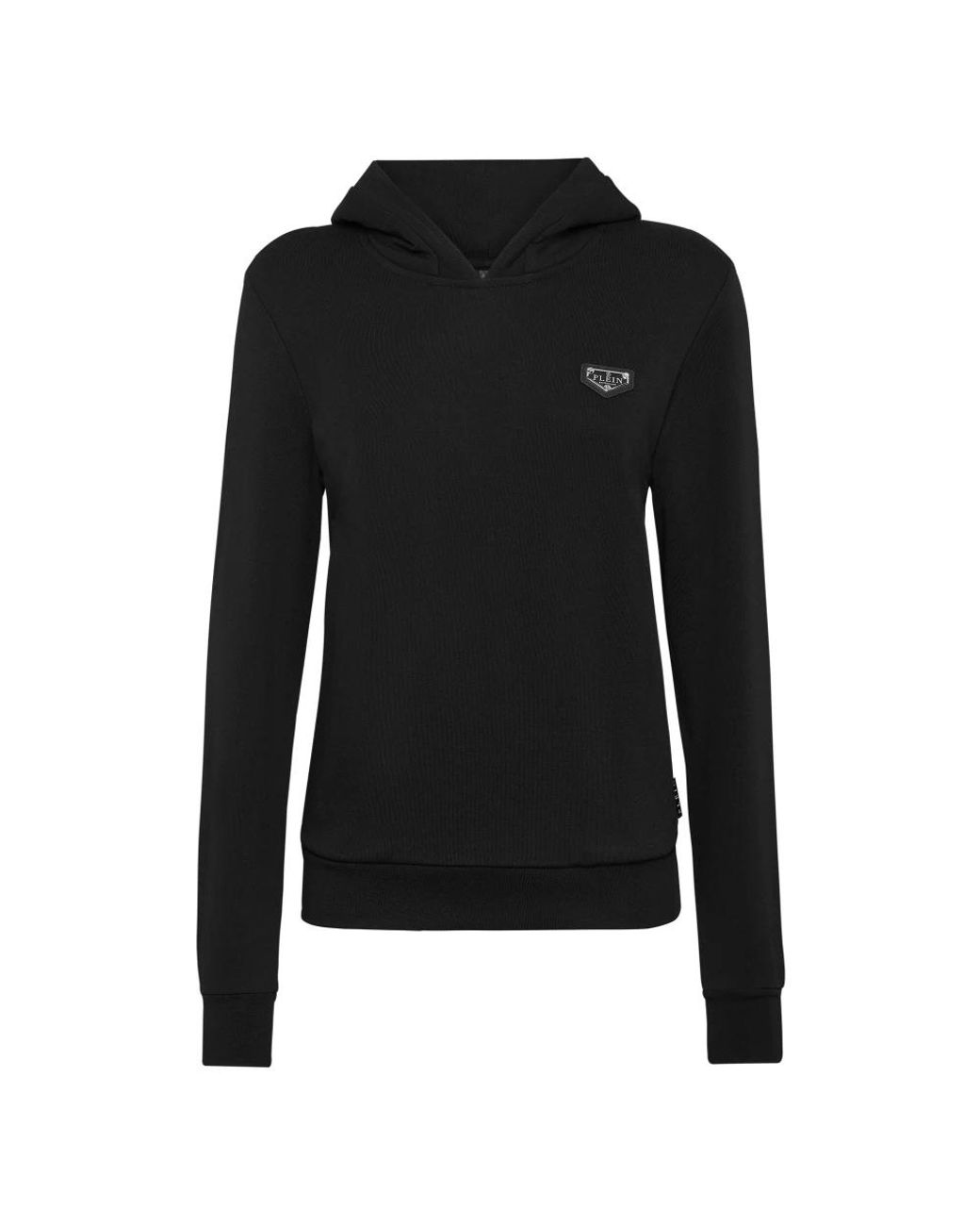 Philipp Plein Hoodies & Sweatvesten ,Zwart ,Katoen Hooded Sweatshirt Iconic Plein in het Black