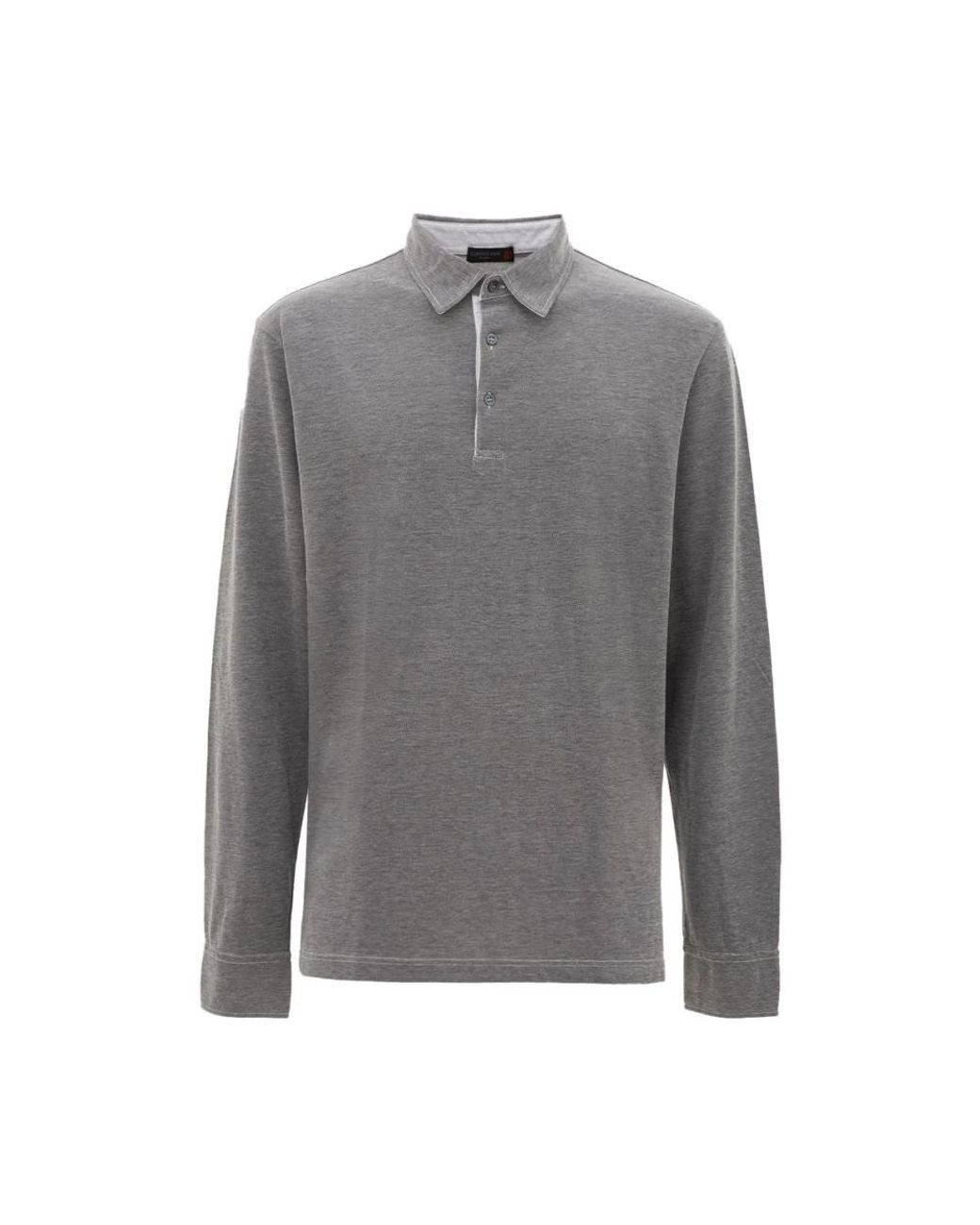 Corneliani Tops ,Grijs ,Katoen Polo Shirt Met Lange Mouwen in het Gray voor heren