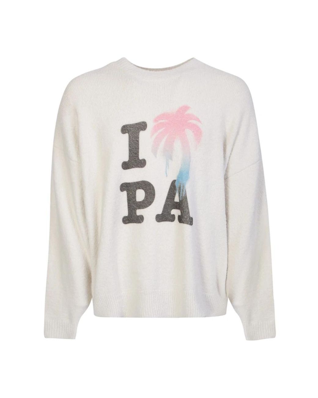 Palm Angels White Round-Neck Knitwear for men