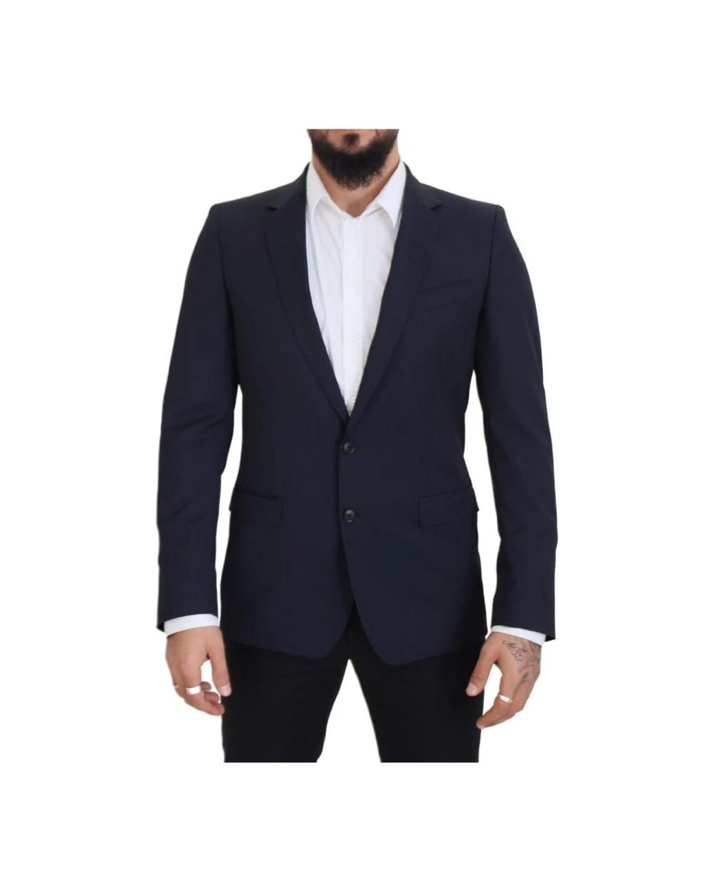 Dolce & Gabbana Kostuums ,Blauw ,Wol Donkerblauwe Wol Single Breasted Blazer in het Blue voor heren