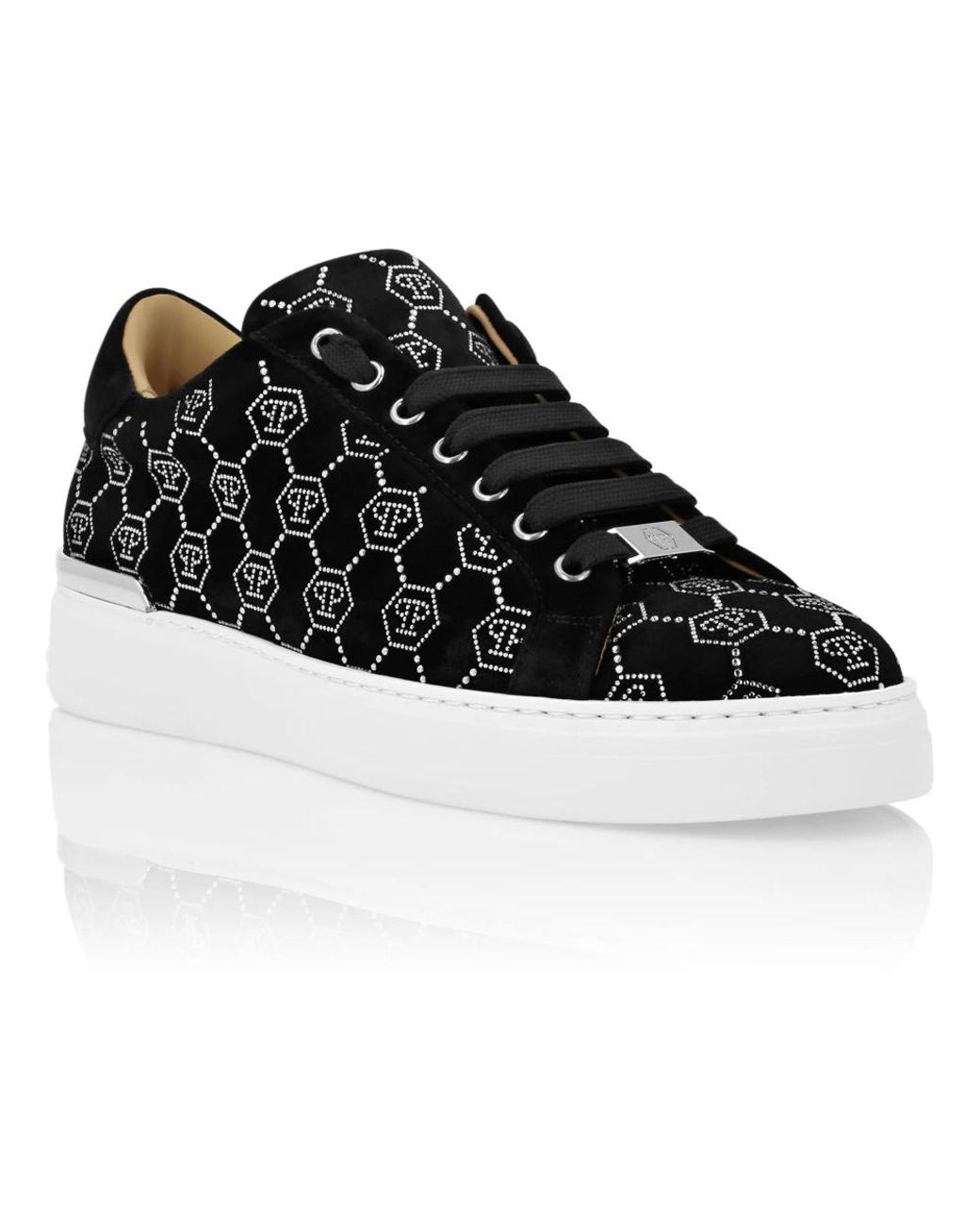 Philipp Plein Nappa Leder Lo-Top Sneakers Strass Monogram in Black für Herren