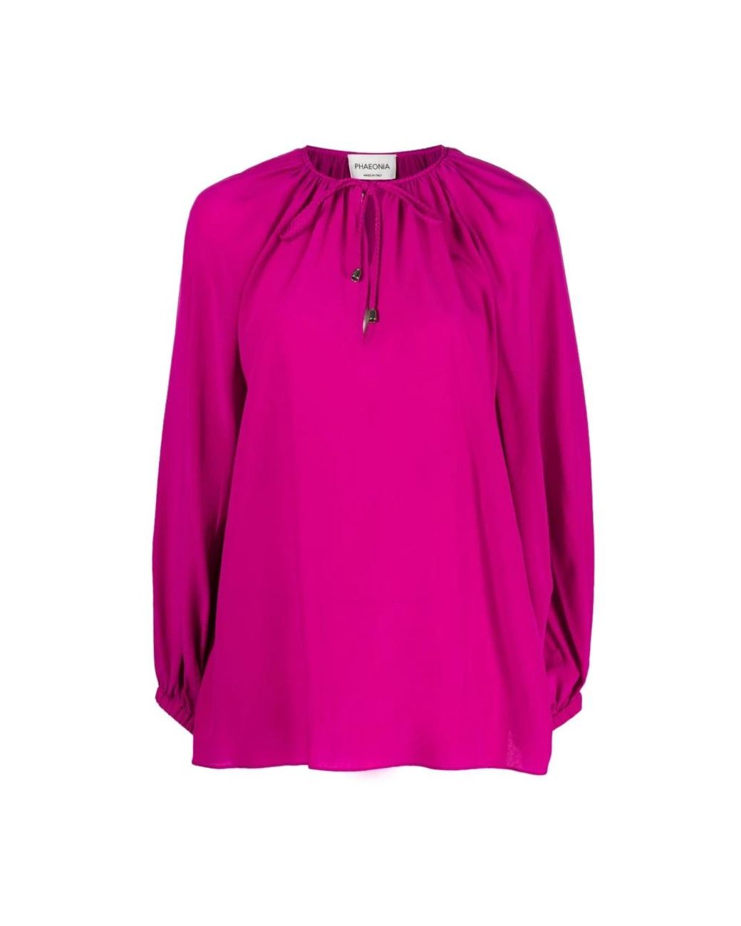 PHAEONIA Overhemden ,Roze ,Fuchsia Zijden Blouse Met Zelfstrik in het Pink