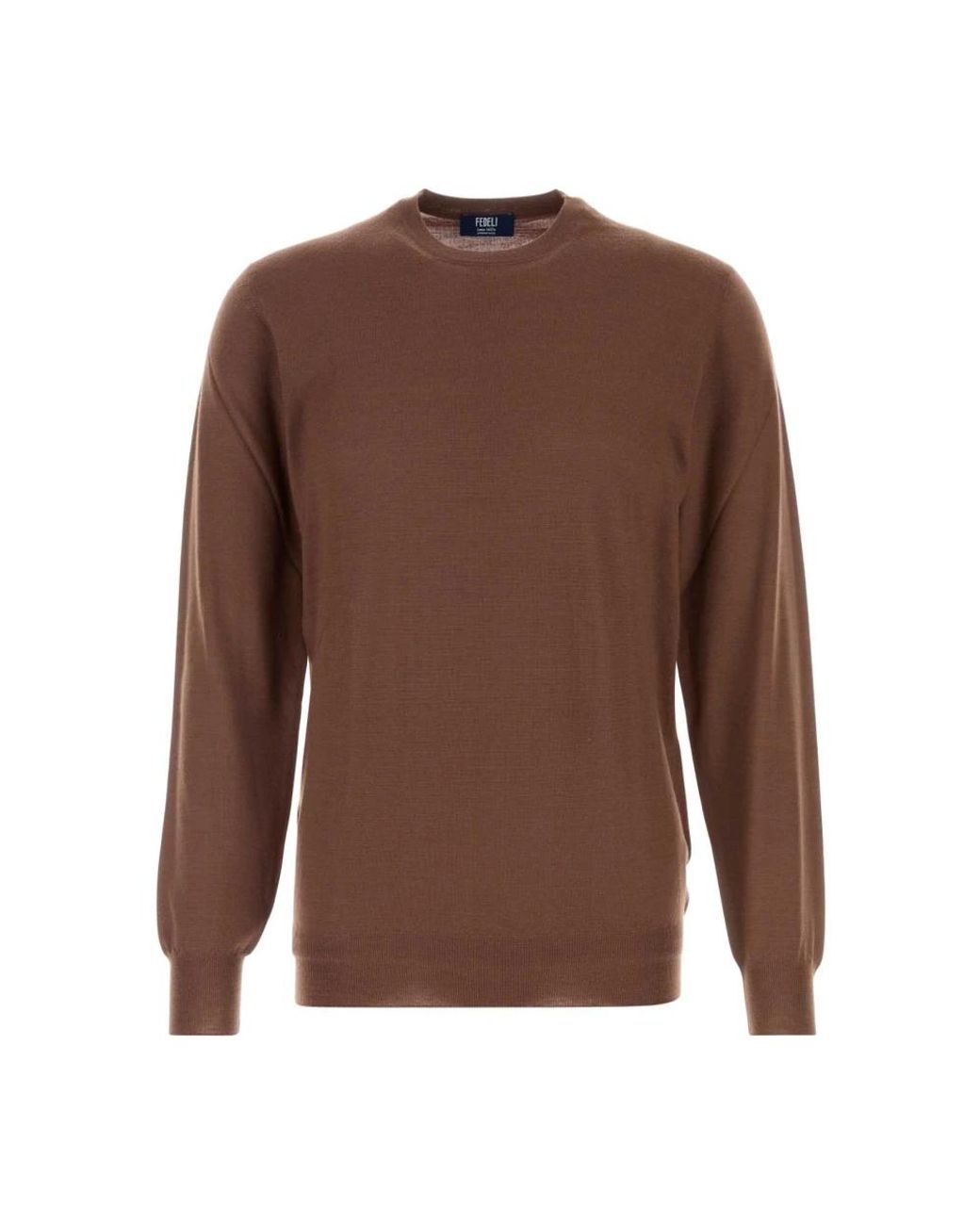 Fedeli Brown Round-Neck Knitwear for men