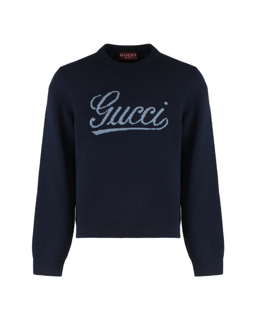 Gucci Blue Round-Neck Knitwear for men