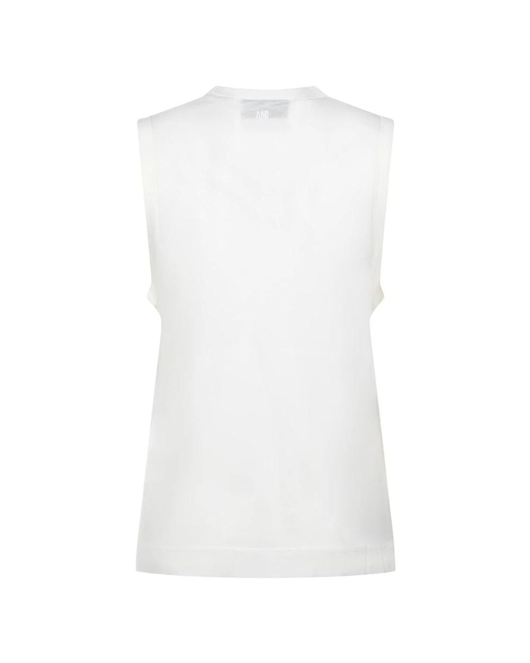 AMI White Sleeveless Tops
