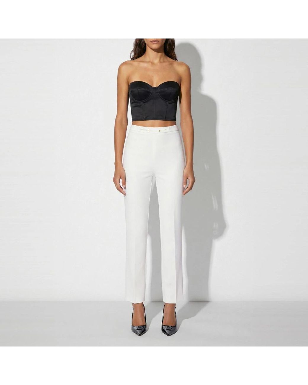 Elisabetta Franchi White Straight Trousers