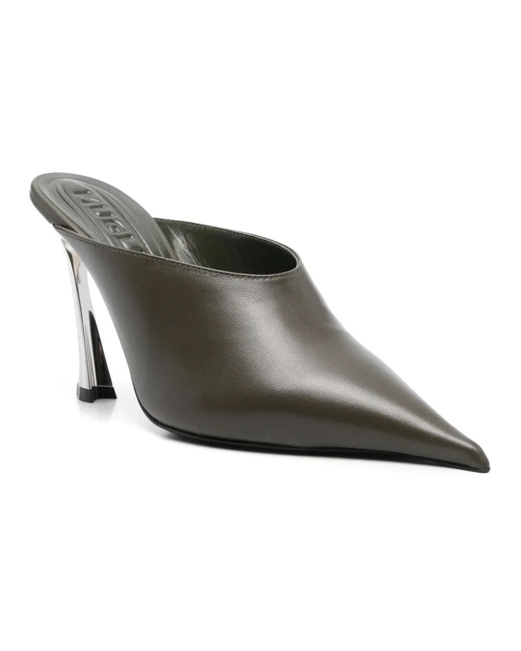 Mugler Green Heeled Mules