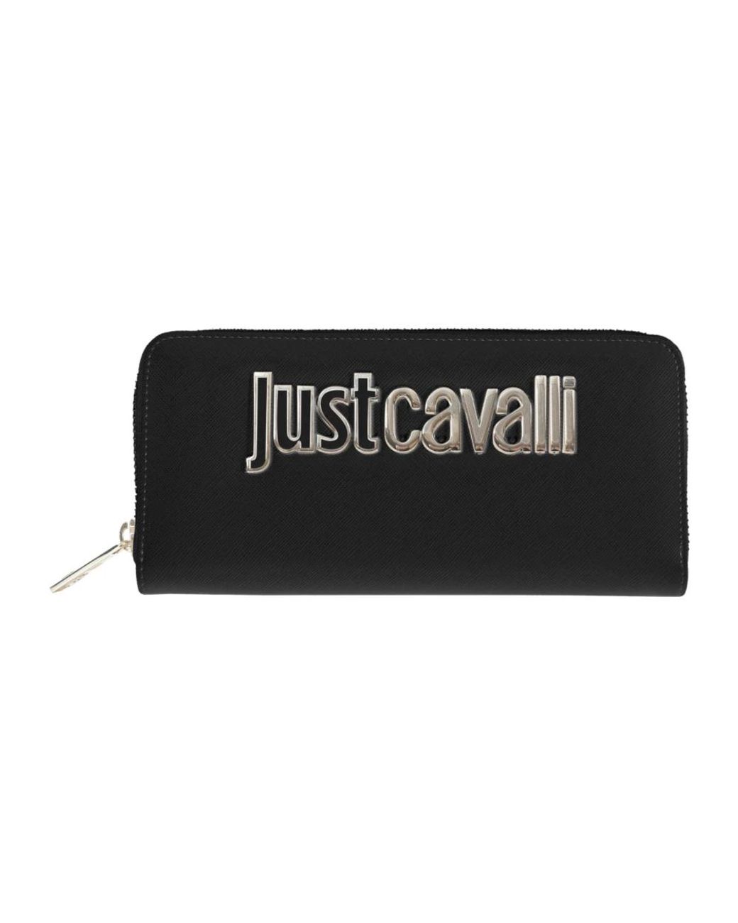 Just Cavalli Accessoires ,Zwart ,Leer Portemonnee in het Black
